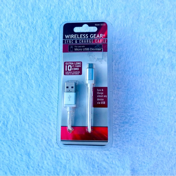 NWT Wireless Gear Sync & Charge 10 Ft. Fabric Cord - Picture 1 of 3